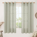 LAMIT Sheer Linen Curtains 63 Inch Length for Bedroom, Faux Linen Textured Light Filtering Neutral Bronze Grommet Window Treatment Drapes for Living Room, 2 Panels, 52 x 63 Inch, Sage Grey-Ruum Studio Home