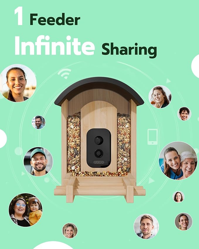 Bird Feeder with Camera, Smart Wild Bird Feeder for Outdoors with AI Identify, Solar Bird Feeder Watching Camera Auto Capture Birds & Real-time Notifications, Gifts for Birdlover (Arch)-Ruum Studio Home