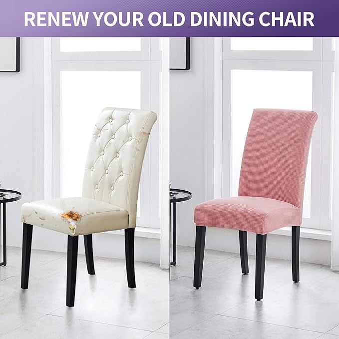 Joccun Chair Covers for Dining Room Set of 8, Dining Chair Slipcovers Stretch Dining Room Chair Covers Seat Protector,Washable Parsons Chair Cover for Home,Hotel,Banquet(Dusty Pink,8 Pack)-Ruum Studio Home