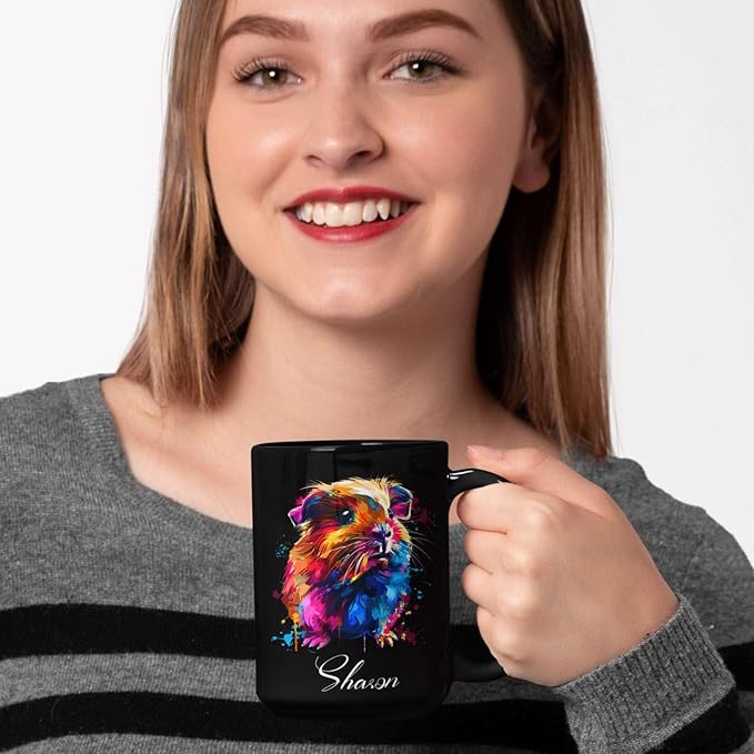 Personalized Customized Colorful Guinea Pig Coffee Cup, Animal Mug For Guinea Pig Lover, 11oz & 15oz Ceramic Mug - Gift For Birthday, Christmas-Ruum Studio Home