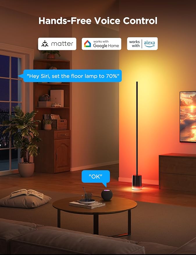 Govee Floor Lamp 2 with Matter, RGBIC, Warm Cool White LED, Alexa Compatible, 1725lm, Music Sync, Scene Modes, Smart Floor Lamp for Living Room, Bedroom, Black(1 Pack)-Ruum Studio Home
