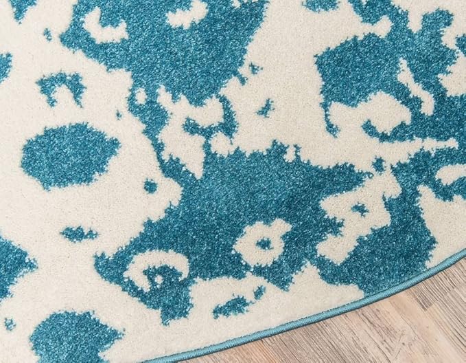 Unique Loom Rosso Collection Vintage Traditional Distressed Blue Round Rug (8' 0 x 8' 0)-Ruum Studio Home