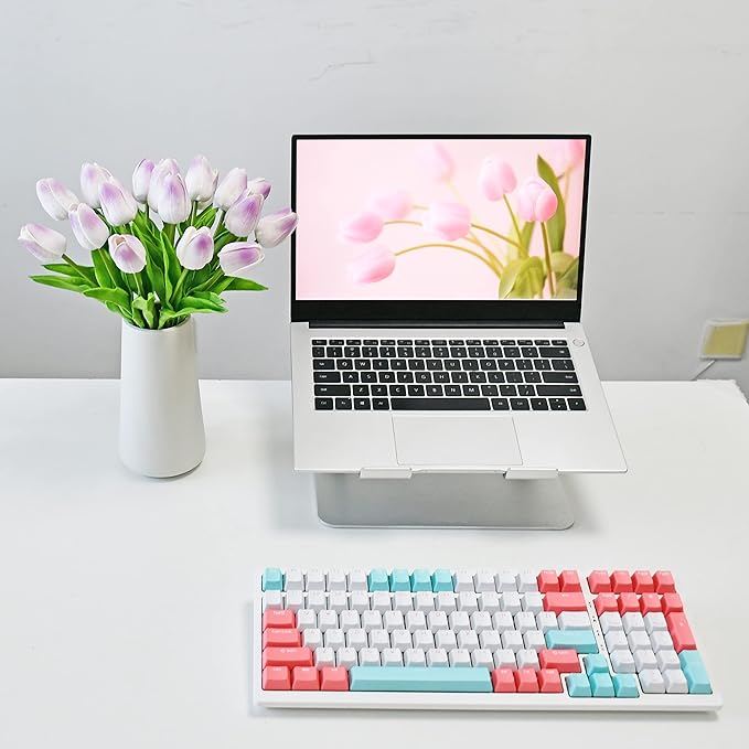 Mandy's Artificial Tulips 20 Stems Light Purple PU Faux Flowers for Wedding Home Decor 13.5 Inch-Ruum Studio Home