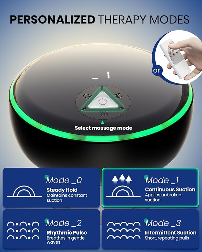 Electric Cupping Kit for Massage Therapy with Remote Controller - 32 Levels of Adjustable Suction & Heat, Portable Cupping Therapy Set for Back Pain Relief, Neck Muscle Soreness-Ruum Studio Home