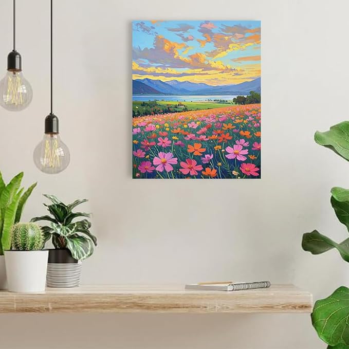 Colorful wildflowers field scenery poster artwork wall decoration wildflowers everywhere wall painting suitable for bedroom home office-Ruum Studio Home