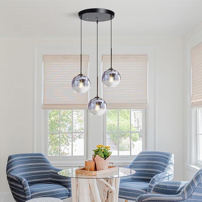 KCO Lighting 3 Pendant Light Fixtures Ceiling Hanging Large Glass Cluster Chandelier Nordic Mercury Glass Pendant Light Modern Cluster Pendant Light Fixture-Ruum Studio Home