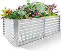 Land Guard 6×3×2 ft Galvanized Metal Raised Garden Bed, 2FT Deep Root Elevated Planter Box Steel Large Vegetable Flower Bed Kit（Silver）-Ruum Studio Home