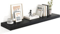 Heimlove 48" Black Floating Shelves for Wall,10 Deep Rustic Wood Display & Storage Wall Shelves with Heavy Duty Brackets for Bathroom,Bedroom,Kitchen,Living Room,Office-Ruum Studio Home