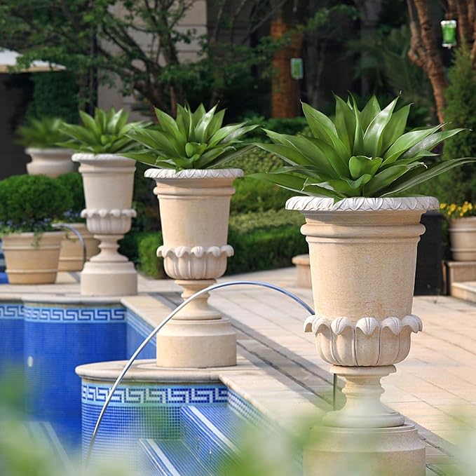 JUSTOYOU 28" Artificial Agave Plants Outdoor Large Fake Agave Plants Faux Succulents for Outdoor Indoor Home Front Porch Decor (2, Green)-Ruum Studio Home