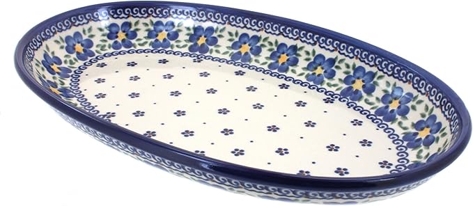 Blue Rose Polish Pottery Spring Blossom Oval Platter-Ruum Studio Home