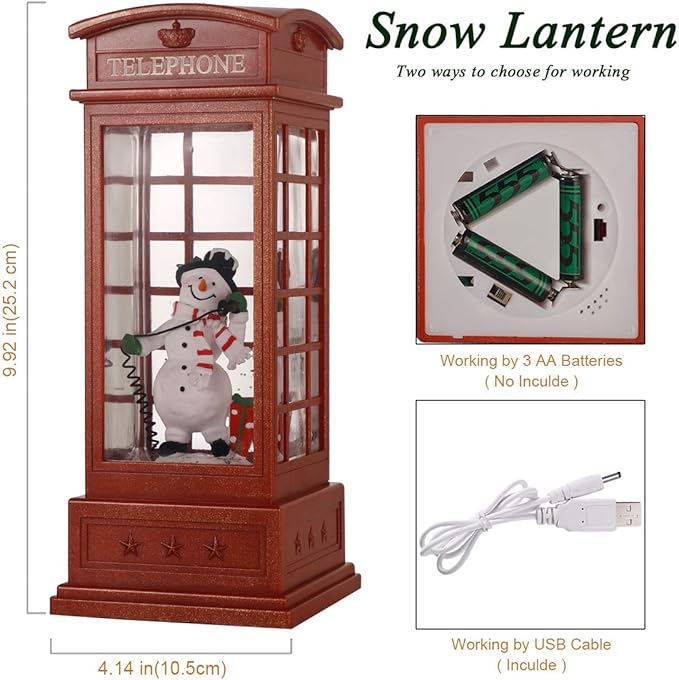 House & Garden Decoration,Christmas Lantern with 8 Pieces of Music,Sparkling Crystal Keep Circling Around The Snowman Families Music Box as a (Snowman)-Ruum Studio Home