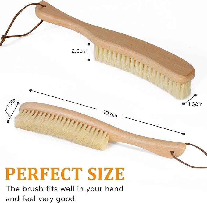 TAKAVU Clothes Brush Hat Brush, White Boar Bristle Lint Brush with Large Beech Wood Handle - Perfect for Pet Hair, Suits, Velvet, Cashmere, Wool, Suede, Shoe - Effective Lint Remover-Ruum Studio Home
