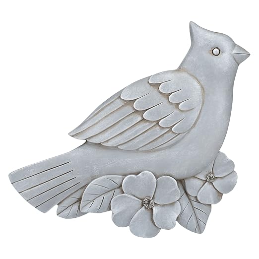 NAT & Jules Animal Character Shaped Dimensional Indoor Outdoor 11 inch Cast Resin Decorative Garden Stepping Stone, Patio, Walkway Sculpture Yard Art, Stone Grey Cardinal-Ruum Studio Home