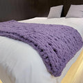 Chunky Knit Blanket Throw 40"x60", Chenille Throw Blankets, Handmade Warm & Cozy Blanket Couch Bed Home Decor, Soft Breathable Fleece Banket, Christmas for Couch Bed Sofa Best Gift (Purple)-Ruum Studio Home