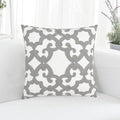 HWY 50 Grey Gray Decorative Throw Pillow Covers 18x18 Inch (1 Piece), Embroidered Cotton Farmhouse Cushion Cover Pillow Case for Sofa Couch Living Room Bed, Geometric-Ruum Studio Home