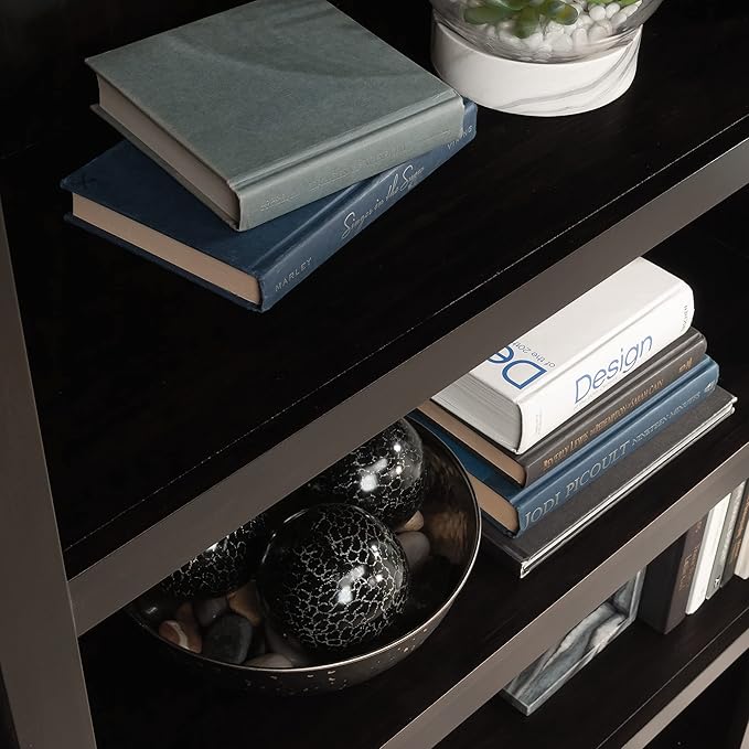 Sauder Miscellaneous Storage 5 Bookcase/Book Shelf, L: 35.28" x W: 13.23" x H: 69.76", Estate Black-Ruum Studio Home