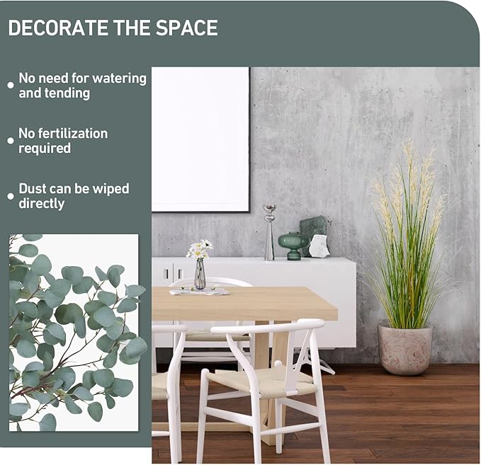 Artificial Plant, 47in Tall, 2pk Grass, Faux House Plants in Pot, Indoor Decorative Flowers &Greenery for Home and Office, Ideal Housewarming Gift-Ruum Studio Home