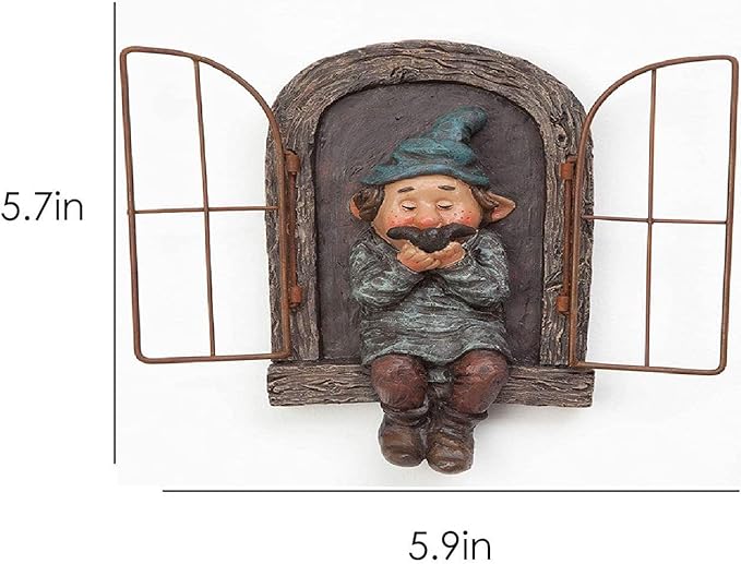 Whimsical Fairy Garden Gnome Statue, Tree Faces Decor Outdoor -5.9 Inch, Funny Garden Tree Decoration,Ideal Patio Yard Lawn Porch Decoration-Ruum Studio Home