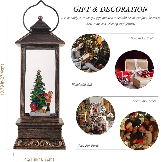 House & Garden Decoration,Christmas Lantern with 8 Pieces of Music,Sparkling Crystal Keep Circling Around The Snowman Families Music Box as a (Christmas Tree)-Ruum Studio Home