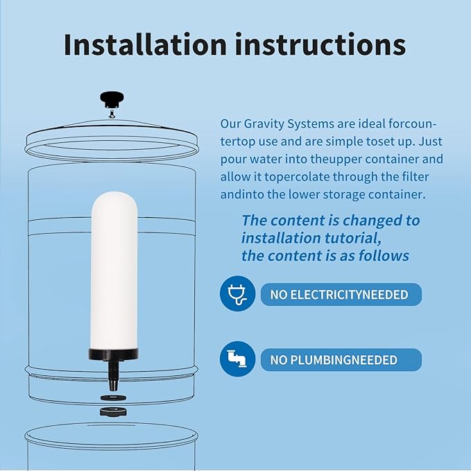 2 Pack 7'' ceramic water filter Candle,7 inch water filter replacement filters with Activated Carbon for Countertop Gravity Water Filter System,Water Cooler Filtration Systems.-Ruum Studio Home