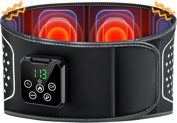 Lower Back Massager with Heat, Heating Pad for Back Pain Relief, Wrap Around Heating Pad with 4 Heat 3 Vibration, Adjustable Size, Touchscreen Control, Gifts for Women Men Mom Dad-Ruum Studio Home