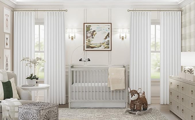 Vision Home White Pinch Pleated Full Blackout Curtains Thermal Insulated Window Curtains 90 inch for Living Room Bedroom Room Darkening Pinch Pleat Drapes with Hooks Back Tab 2 Panel 40" Wx90 L-Ruum Studio Home