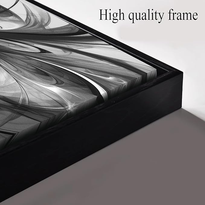 Large Abstract Canvas Wall Art for Living Room Black and White Wall Decor for Office Black Framed Wall Art 29 x 58 Inch-Ruum Studio Home