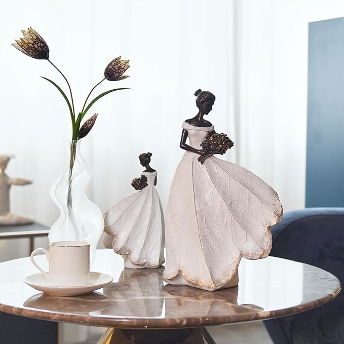 Guichifun Fairy Statue Collection Home Decoration - White Leaf Angel Girls Resin Home Decor for Outside or Inside Rustic Garden Outdoor Yard Decorations Figurines Memory Gift 7.5 x 4.5 x 11.5 Inch-Ruum Studio Home