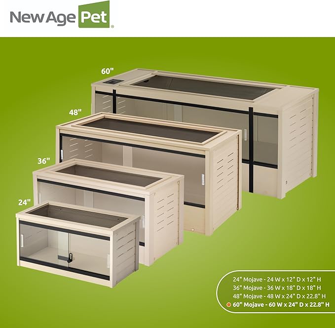 New Age Pet ECOFLEX 60-Inch Mojave Reptile Lounge in Maple- Durable, Moisture-Resistant Wood Plastic Composite Habitat with Vented Side Panels, Removable Sliding Glass Doors & Lock-Ruum Studio Home