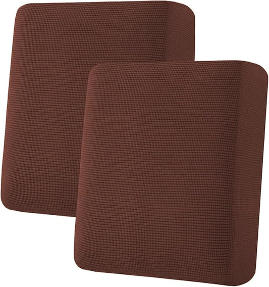 H.VERSAILTEX Super Stretch Individual Seat Cushion Covers Sofa Covers Couch Covers Slipcover Sets Thick Jacquard Textured Twill Fabric (2 Piece Medium Sofa Cushion Covers, Burnt Brick)-Ruum Studio Home