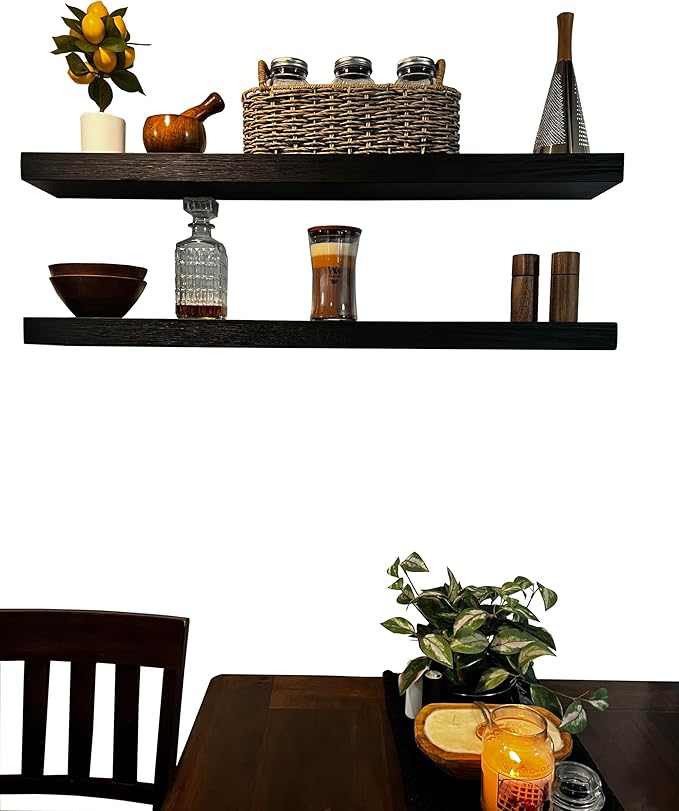 Joel's Antiques 48 Inch Wooden Floating Shelves for Wall - 48x8x2 in - Made of Natural Wood - Long Heavy Duty Rustic Wall Shelves for Bedroom - Perfect for Living Room, Kitchen - Mocha-Ruum Studio Home