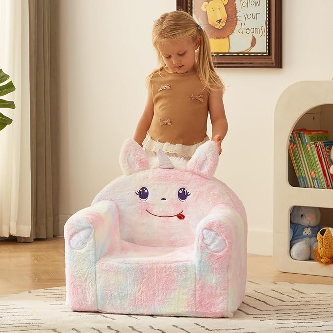 ALIMORDEN Animal Series Kid's Chair, Ultra-Soft Comfy Foam Filled Toddler Sofa Chair, Cute Animal-Shaped Design Toddler Couch, Lightweight Birthday for Baby Boys & Girls (Unicorn)-Ruum Studio Home