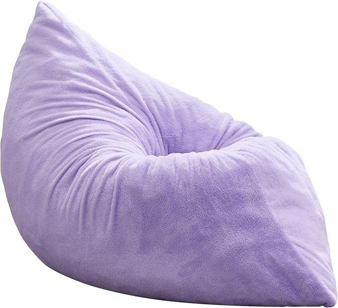 Hobestluk 3 in 1 Bean Bag Chair Giant Bean Bag Chairs for Adults with Plush Faux Fur Cover Convertible Bean Bag Floor Cushion with Machine Washable Cover for Living Room (Plush Purple)-Ruum Studio Home