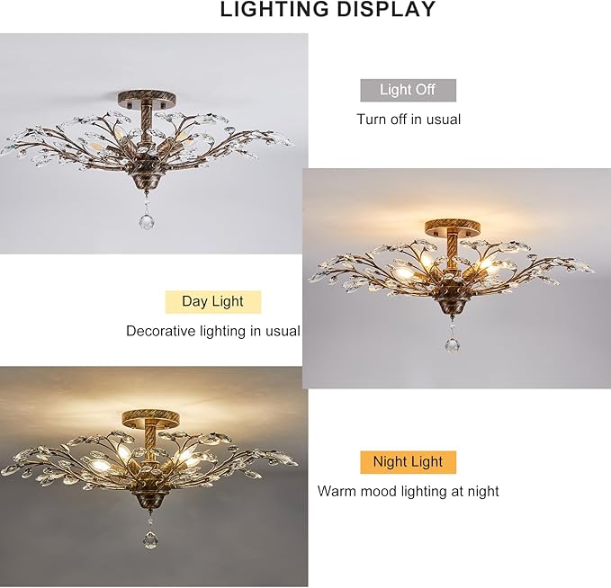 Ganeed Vintage Crystal Chandelier, Modern Bronze Branches Ceiling Light Fixture with 5-Light Heads for Farmhouse Living Room Dinning Room Kitchen Over Table Hallway-Ruum Studio Home