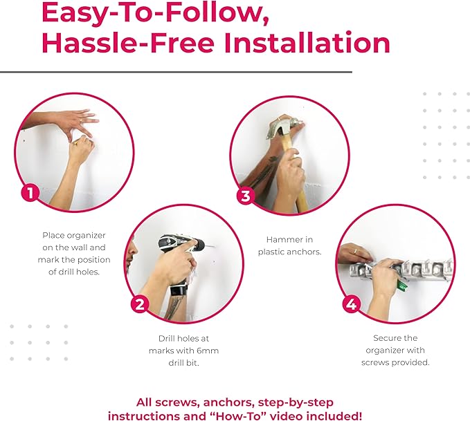 EXTRA GRIP Mop & Broom Holder Wall Mount - Wall Hanging Garden Tool & Utility Closet Organizer, Mop & Broom Hook, Broom Hanger Wall Mount, Mop Broom Organizer, Wall Mounted Broom Rack Mop Storage-Ruum Studio Home