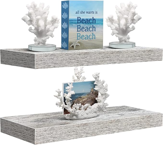Sorbus Floating Shelves, Wall Shelves for Bedroom, Kitchen, Living Room, Bathroom Shelves Over The Toilet, Office, Home Decor, Farmhouse, 16 Inch Wall Mounted Rustic Floating Shelves for Wall, 2 Pack-Ruum Studio Home
