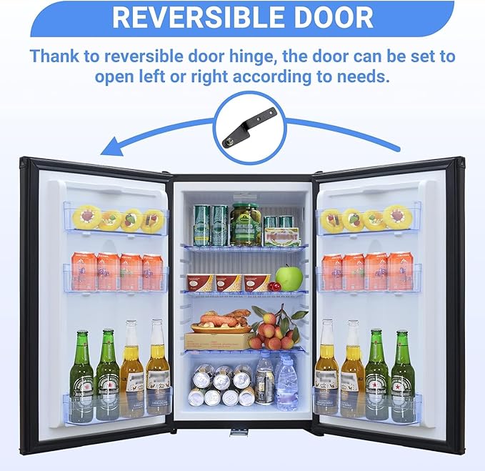 SMETA 12V RV Refrigerator 1.7 Cu.Ft Mini Camper Fridge with Lock and Key AC/DC 110V/12v Quiet Absorption Compact Refrigerator for RV Semi Truck Patio Car with Reversible Door Beverage Cooler, Black-Ruum Studio Home