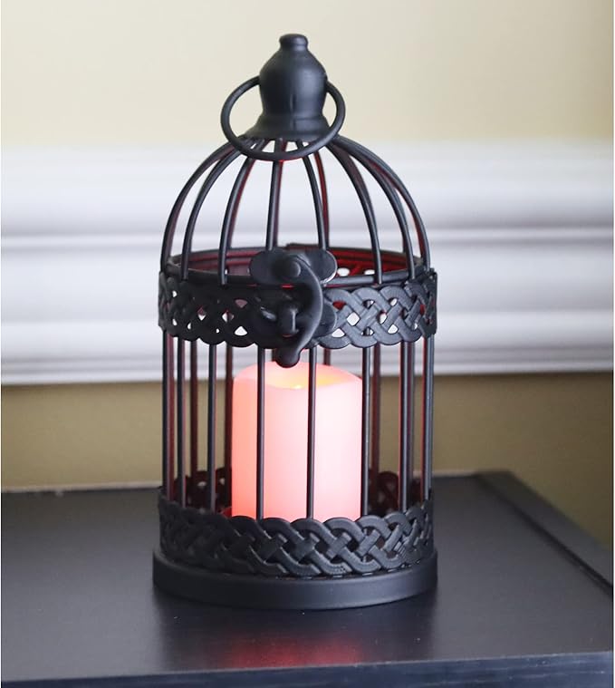 Vela Lanterns Birdcage Decor Candle Holder Lantern Decorative Table Centerpiece Halloween Decorations, Black, Small, Set of 4-Ruum Studio Home