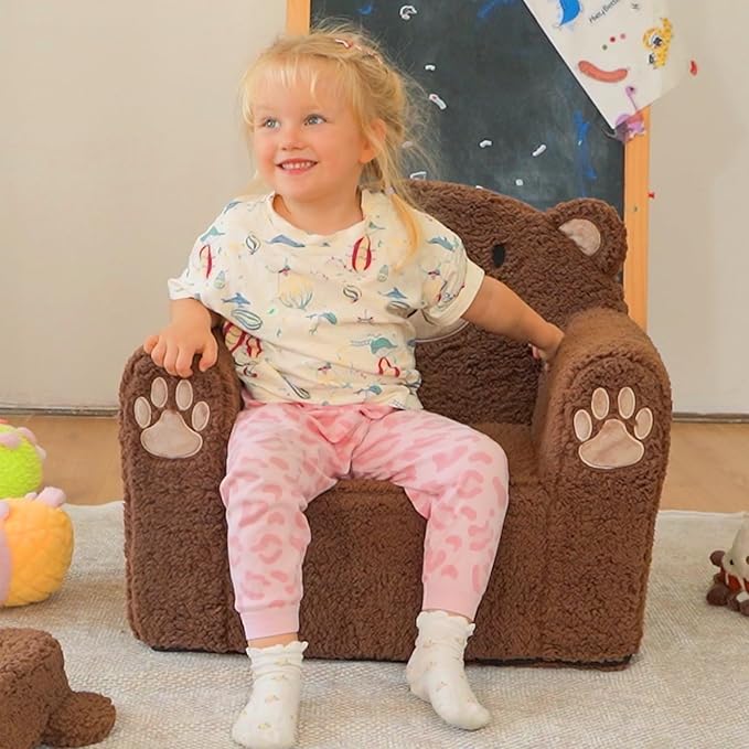 ALIMORDEN Animal Series Kid's Chair, Ultra-Soft Comfy Foam Filled Toddler Sofa Chair, Cute Animal-Shaped Design Toddler Couch, Lightweight Birthday for Boys & Girls (Brown Bear)-Ruum Studio Home