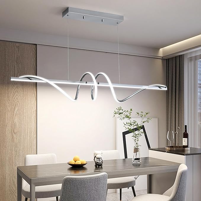 Modern Ceiling Chandelier Light, Acrylic Anti Flicker Pendant Lamp with Remote Control Dimmable 3 Color Mode & Brightness for Kitchen Bar-Ruum Studio Home