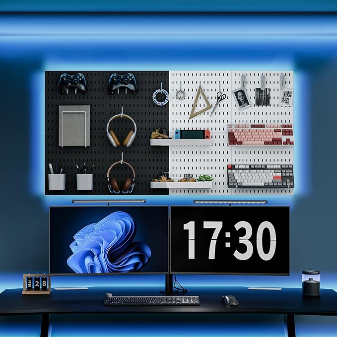 Pegboard Combination Kit, 25.2" x 25.2" Wall Mounted Storage Set with 4 Pegboards & 20 Accessories Hanging, Peg Boards Organizer-Ruum Studio Home