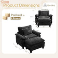 URRED Modular Sectional Sofa Comfy Cloud Couch, Modern Chenille Sofa Sleeper Deep Seat Couches with Ottoman/Pillows for Living Room (Black, 53''- Ottoman)-Ruum Studio Home