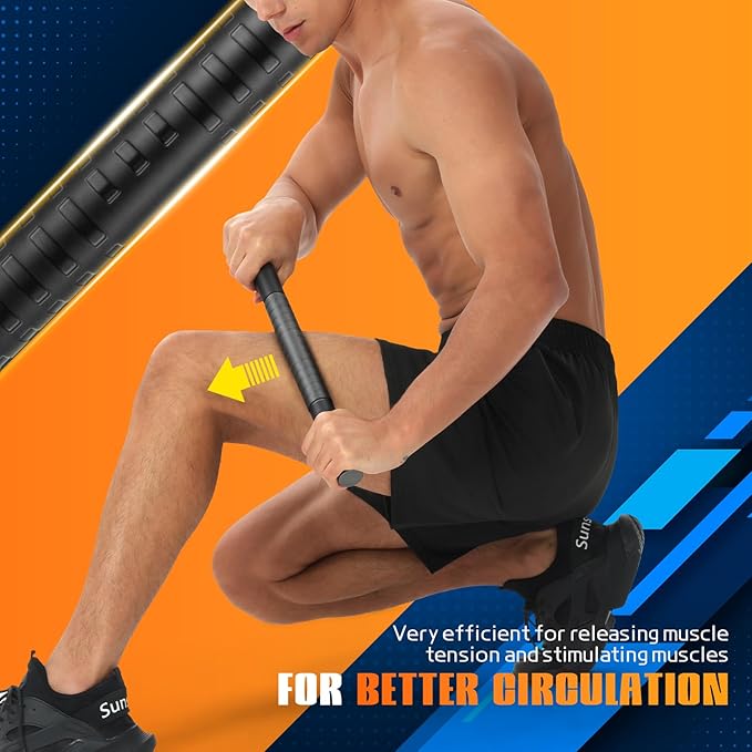 Muscle Roller Stick, Massage Roller for Muscle Deep Tissue Massage, Calf Roller for Myofascial Release, Therapy Roller Stick for Back, Legs, Arms, Waist, and Shoulders Full Body Use (Black)-Ruum Studio Home