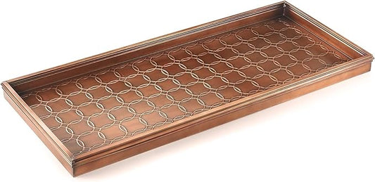 Good Directions Large Boot Tray, Circles Multi-Purpose All Weather Decorative Boot Tray, Shoes, Plants, Garage, Patio Door, Pet Bowls, 34 inch Entry Indoor Shoe Tray, Copper Finish-Ruum Studio Home