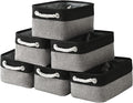 TheWarmHome Storage Basket for Organizing - 12x8x5.2 inch Small 6 Pack Collapsible Storage Bin for Shelves with Rope, Fabric Storage Cubes for Cloth Gift Toy Decorative Organizer (Black & Grey)-Ruum Studio Home