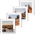 HAUS AND HUES 20x20 White Metal Picture Frames Matted to 16x16 - Features Premium Aluminum & Hanging Hardware, Shatterproof Plexiglass - Ideal for Home, Room, Office (20x20 in, White, Set of 4)-Ruum Studio Home