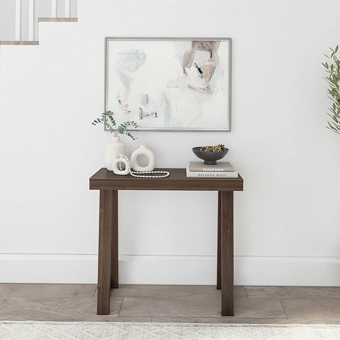 Plank+Beam Solid Wood Console Table, 36 Inch, Sofa Table, Narrow Entryway Table for Hallway, Behind The Couch, Living Room, Foyer, Easy Assembly, Walnut-Ruum Studio Home