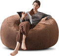 Bean Bag Chair 4Ft, Memory Foam Filled, Large Beanbag Chairs for Adults and Teens, Soft Sofa with Removable Flannel Cover, Round Couch for Living Room Bedroom College Dorm (Coffee, 4FT-47×47"×24")-Ruum Studio Home