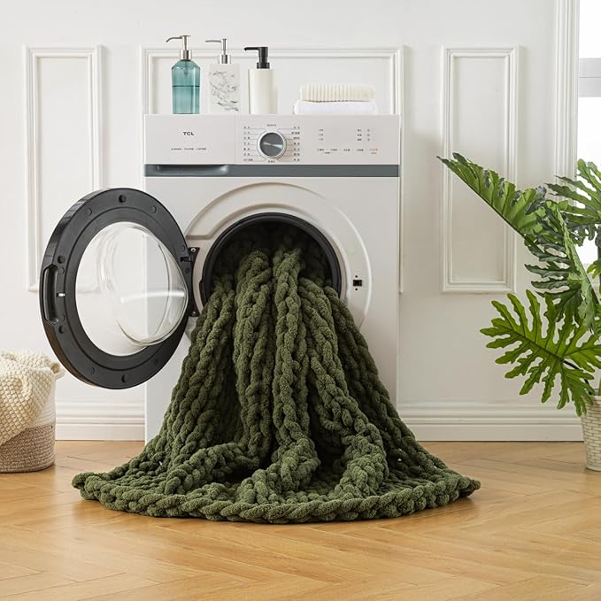 Ultra Soft Chunky Knit Blanket Throw -40x50 Hand Knitted Warm Chenille Throw Blanket, Home Decor Soft Thick Yarn Cable Knit Blanket Breathable Fleece Banket Christmas for Couch Bed Sofa Best GIF-Ruum Studio Home