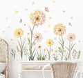 Dandelion Flower Butterfly Wall Decals Gold Dandelion Plants Floral Wall Stickers Peel and Stick Vinyl Wall Art Decor for Living Room Bedroom Office TV Sofa Backdrop Home Decor Gifts for Mom-Ruum Studio Home